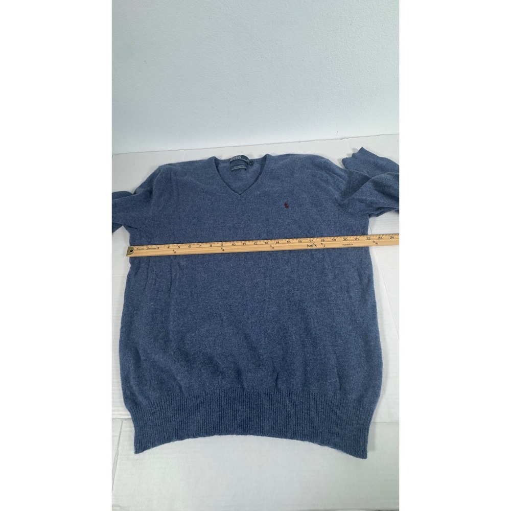 Polo Ralph Lauren 100% Lambswool V-Neck Sweater Mens  Pony Logo Prep Old Money - Picture 4 of 7